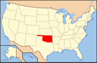 Map of the United States highlighting Oklahoma