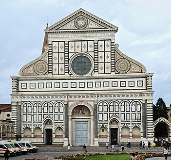 Santa Maria Novella (Florenz) mit Marmorfassade (1456–1470) von Leon Battista Alberti