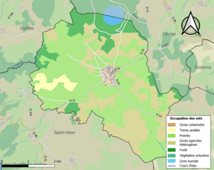 Carte en couleurs des infrastructures et de l'occupation des sols de la commune.