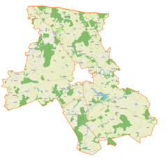 Mapa konturowa gminy wiejskiej Bartoszyce, u góry nieco na lewo znajduje się punkt z opisem „Bezledy”