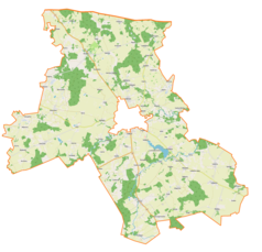 Mapa konturowa gminy wiejskiej Bartoszyce, blisko górnej krawiędzi po lewej znajduje się punkt z opisem „Przejście graniczne Głomno-Bagrationowsk”