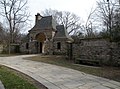 The Frick Park gate near the corner of Reynolds Street and S. Homewood Avenue.