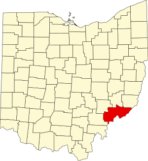 Map of Ohio highlighting Washington County