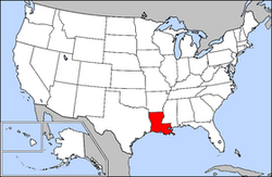 Harta Statelor Unite cu statul Louisiana indicat