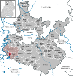 Elhelyezkedése Baden-Württemberg térképén