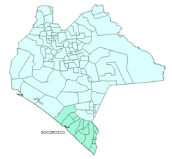 Soconusco na mapě státu Chiapas