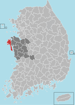 泰安郡在韩国及忠清南道的位置