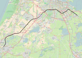 Spoorlijn Weesp - Leiden op de kaart