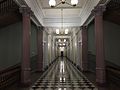 A hallway with decorative elements