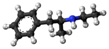 Ball-and-stick model of etilamfetamine molecule