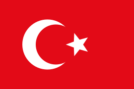 Drapeau ottoman représentant sur un fond rouge un croissant de lune blanc et une étoile à cinq branches.