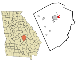 Location in Laurens County and the state of جورجیا ایالتی