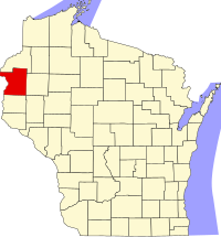 Map of Wisconsin highlighting Polk County