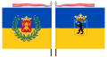 The colour of the Pori Brigade features the blue and yellow colours of Satakunta, and the coats of arms of Satakunta and Finland Proper on its two sides. The colour carries the ribbon of the Order of the Cross of Liberty as a streamer.