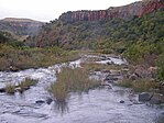 Waterstroming in de Inkomati-rivier nabij Carolina, Zuid-Afrika