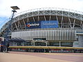 Las plumas y el cielo en el ANZ Stadium en Sídney