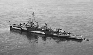 USS William D. Porter (DD-579), in Massacre Bay, Attu, Aleutian Islands, with other destroyers, 9 June 1944.