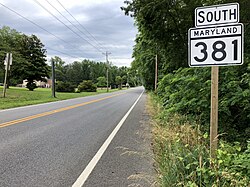 View along Aquasco Road at Croom Road in Aquasco, MD