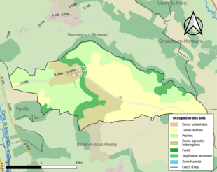 Carte en couleurs présentant l'occupation des sols.