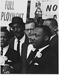 Martin Luther King lors de la marche sur Washington pour l'emploi et la liberté, 1963.