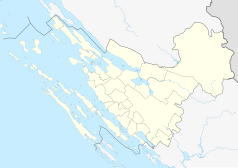 Mapa konturowa żupanii zadarskiej, w centrum znajduje się punkt z opisem „Zadar”