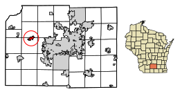 Location of Cross Plains in Dane County, Wisconsin.