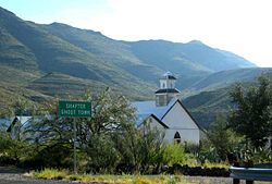 "Shafter Ghost Town", with Sacred Heart of Jesus Catholic Church