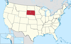 Yhdysvaltain kartta, jossa Etelä-Dakota korostettuna