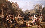 Raising the maypole, Frederick Goodall, 1855