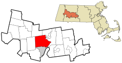 Location of Northampton in Hampshire County, Massachusetts