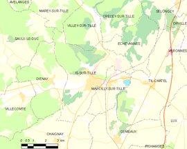 Mapa obce Is-sur-Tille