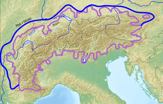 Die Nordgrenze der Würm-Kaltzeit (violett)