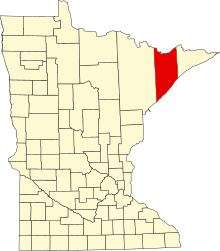 Map of Minnesota highlighting Lake County.svg