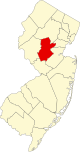 Mapa de Nueva Jersey con la ubicación del condado de Somerset