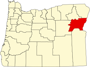 Map of Oregon highlighting Baker County