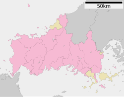 萩反射炉の位置（山口県内）