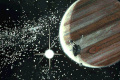 Konsep seniman dari Pioneer 10 dekat Jupiter