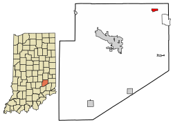 Location of Clarksburg in Decatur County, Indiana.