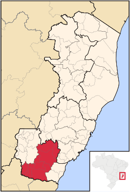 Ligging van de Braziliaanse microregio Cachoeiro de Itapemirim in Espírito Santo