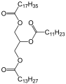 C47H90O6 (Mol.-Masse 751,2) „benötigen“ 3 Mol KOH = 168300 mg. Für 1 g Fett werden 224 mg KOH benötigt. VZ = 224.