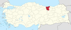 Location of Giresun Province in Turkey