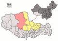 Location of Nyima County within Tibet (outdated map, shows the situation in 2007, before the establishment of Shuanghu County in 2012)