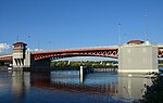 A concrete and steel bridge crossing over a body of water