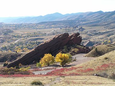 Layered feature in Red Rocks Park, Colorado. This has a different origin than ones on Mars, but it has a similar shape. Features in Red Rocks region were caused by uplift of mountains.