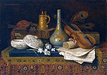 Camilla Friedländer (1856-1928), Nature morte aux objets chinois et au violon.