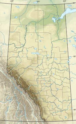 Location of the lake in Alberta, Canada.