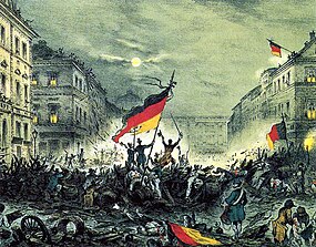 Boje na berlínských barikádách v březnu roku 1848