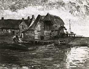 Water Mill at Gennep, 1884, private collection (F47) - black and white reproduction