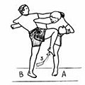 Diagonal knee-kick .