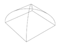 Volta de quatre punts: cada porció triangular es denomina petxina.